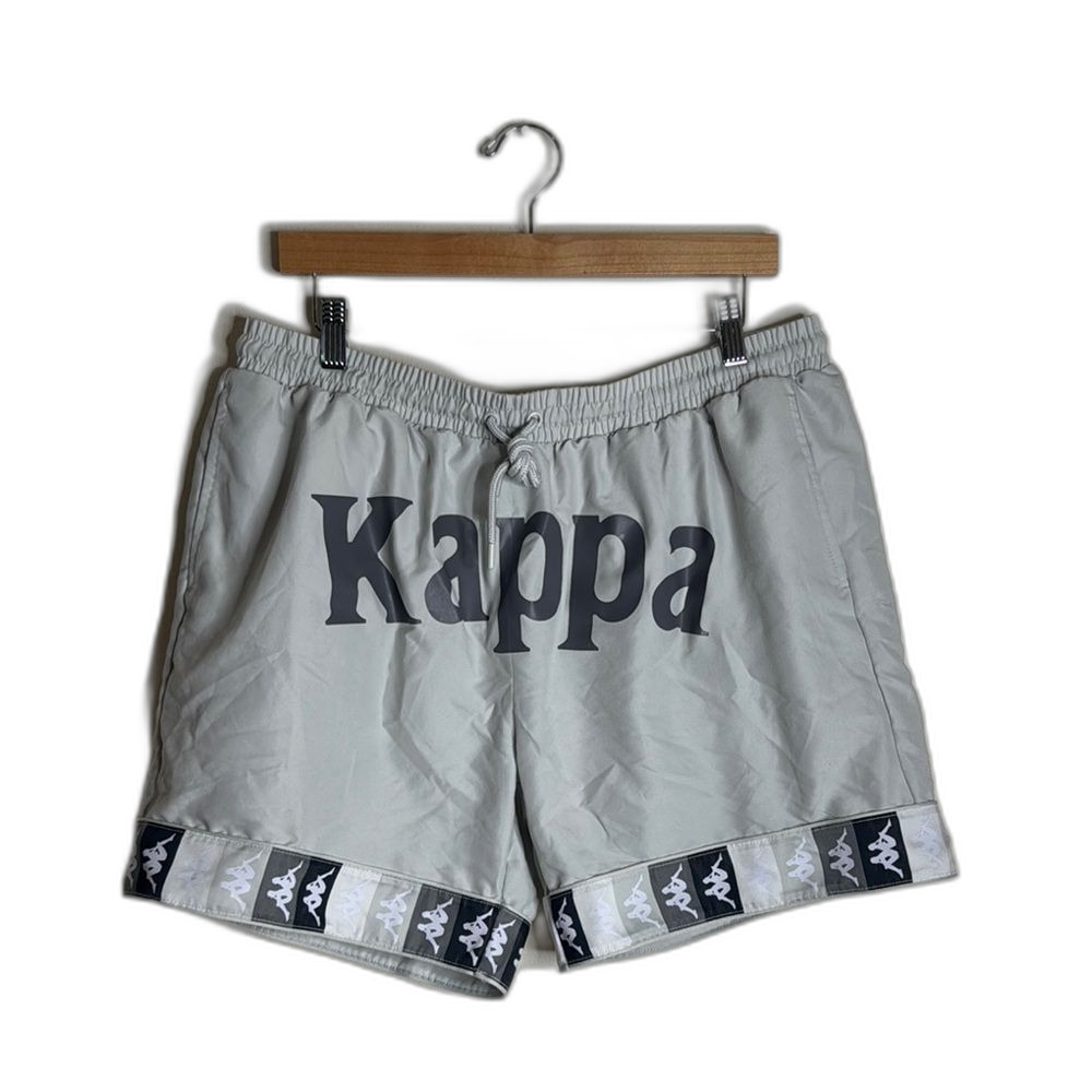 Kappa Swim Shorts Mens XXL Light Gray Banda Eddie Mesh Lined Script Logo Trunks